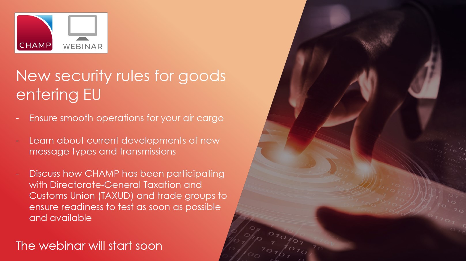 WEBINAR ICS2 - New security rules for goods entering EU